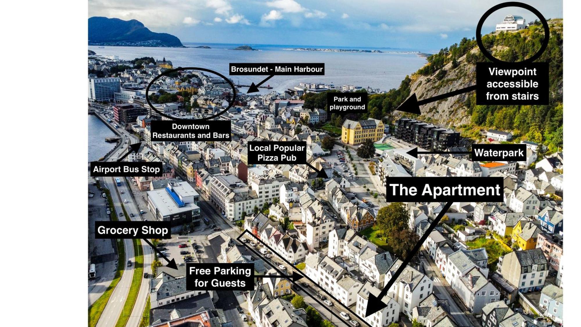 Two-Bedroom City Apartment With Fire Place, Free Parking And Fjordview Terrace - Calm And Central Ålesund Exterior photo